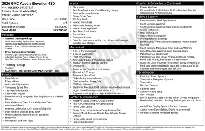 2026 GMC Acadia Elevation