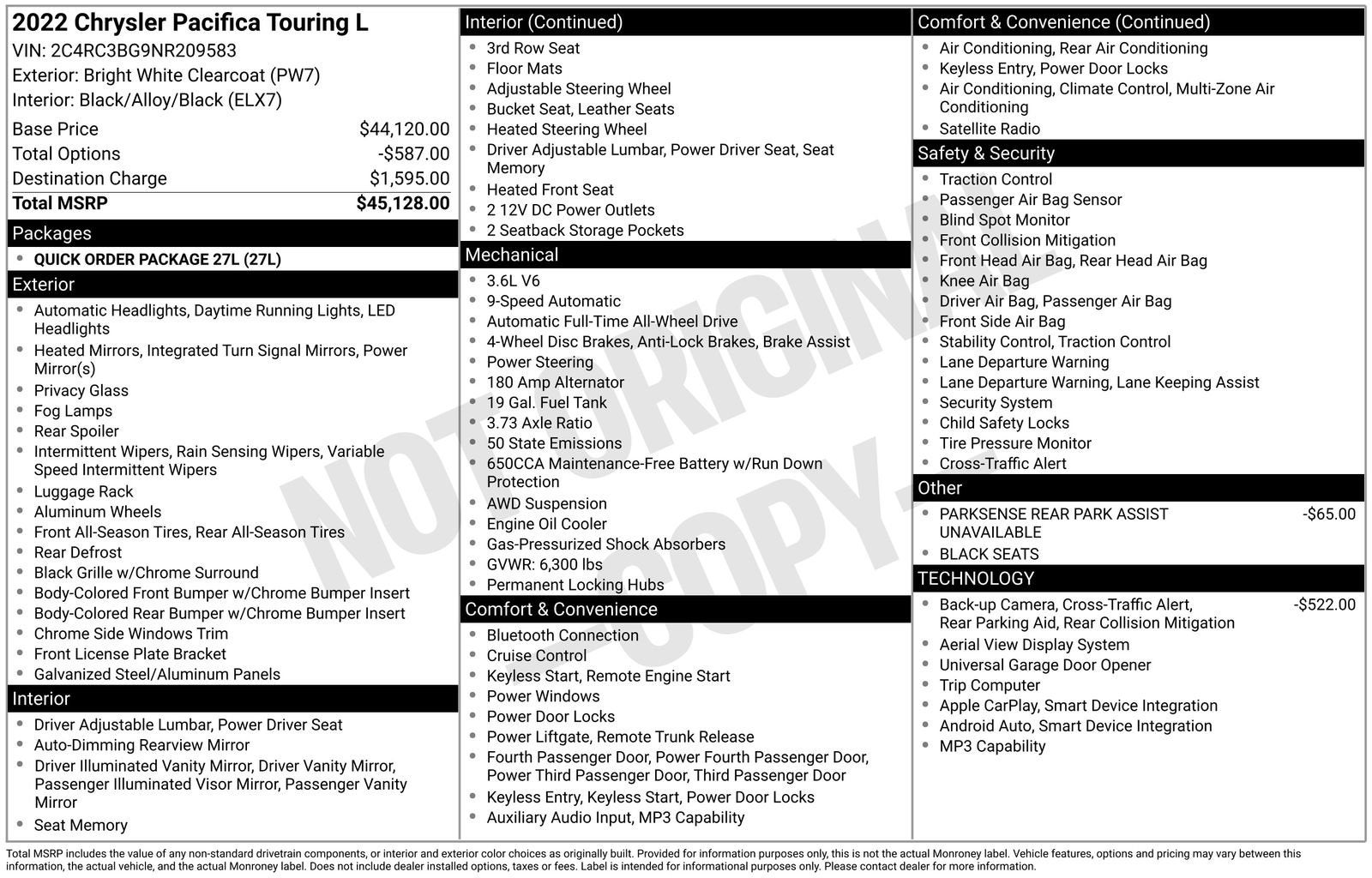 2022 Chrysler Pacifica Touring L